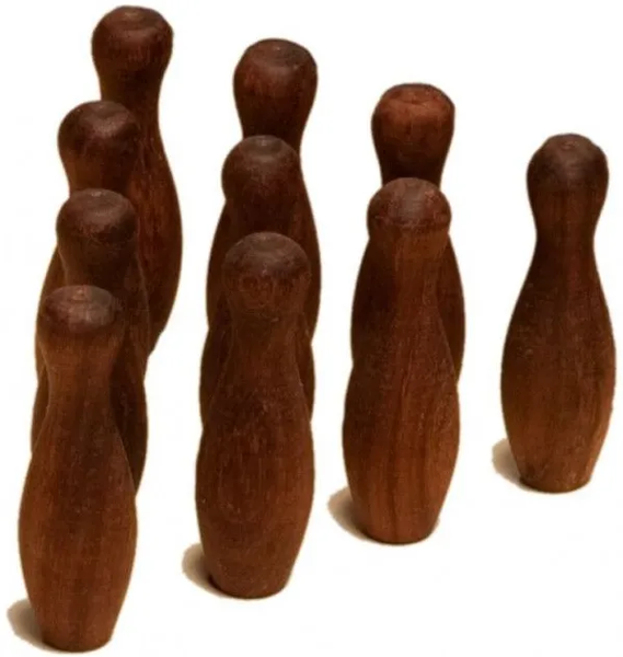 Jeu de 10 Quilles en bois Mango