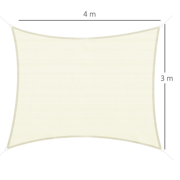 Voile d'ombrage rectangulaire 3x4m crème
