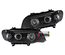 PHARES FEUX AVANTS ANNEAUX ANGEL EYES NOIRS BMW X5 E53 1999-2003 PHASE 1 (12084)