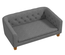 Canapé chien style Chesterfield dossier capitonné pieds bois polyester gris