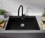 Oslo Top Primagran Évier de Cuisine Granit Noir 78×50 cm 1 Bac – Kit de Vidage & Accessoires