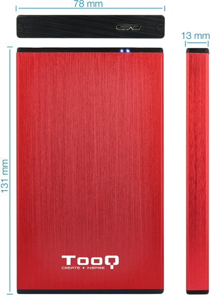 Boitier externe USB 3.1 TooQ TQE-2527 - S-ATA 2,5" (Rouge)