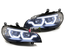 PHARES NOIRS DRL ANGEL EYES ANNEAUX 3D FEUX DE JOUR BMW X5 E70 2007-2013 (05349)