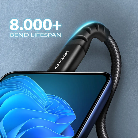 Câble Axagon USB-C 1m M/M 60W (Noir)