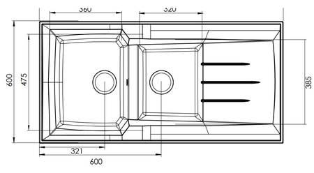 Évier à poser réversible 2 cuves MONTRÉAL 1200 SMC nu - MODERNA - EPBB120R17D