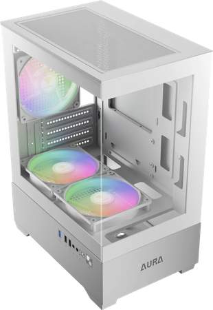 Boitier Mini Tour Micro ATX Gamdias Aura GC9M RGB avec panneaux vitrés (Blanc)