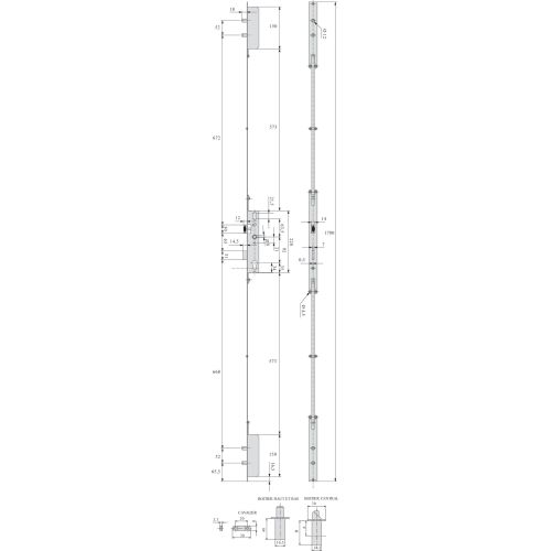 Serrure à larder 3 points TF pour profil acier pêne dormant demi-tour Série 6270 axe 30mm hauteur 1700mm - STREMLER - 6270.45.0