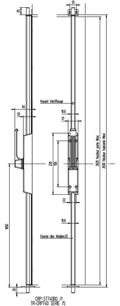 Crémone pompier 740 rotative  sans tringle blanc - VACHETTE - 12696000