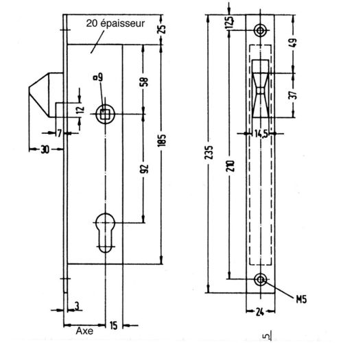 Serrure à crochet inox axe 40mm - WSS - 16004000426