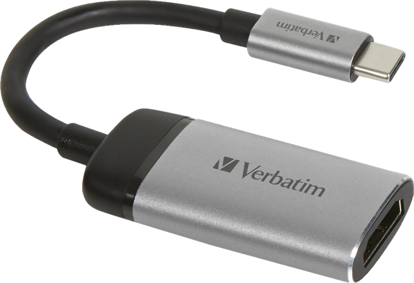 Cable Adaptateur Verbatim USB type C vers HDMI 2.0 10cm (Argent)