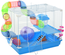Cage à hamster rongeur 2 niveaux avec accessoires métal blanc PP bleu