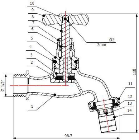 Robinet d'arrosage à potence 1/2'' bec 3/4'' - GARIS - 161520
