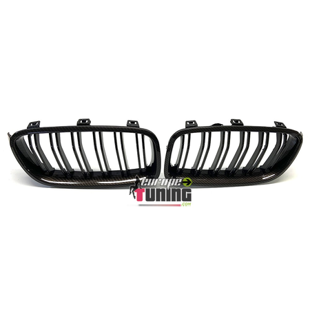 GRILLES CALANDRES SPORT DOUBLES LAMES LOOK CARBONE BMW SERIE 3 F30 & F31 (05291)