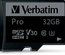 Carte mémoire Micro SD Verbatim Pro U3 - 32Go avec adaptateur