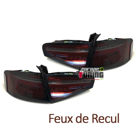 FEUX ROUGES NOIRS LED SEQUENTIELS DYNAMIQUES AUDI A4 B8 BERLINE PH2 A AMPOULES DE SERIE (05593)