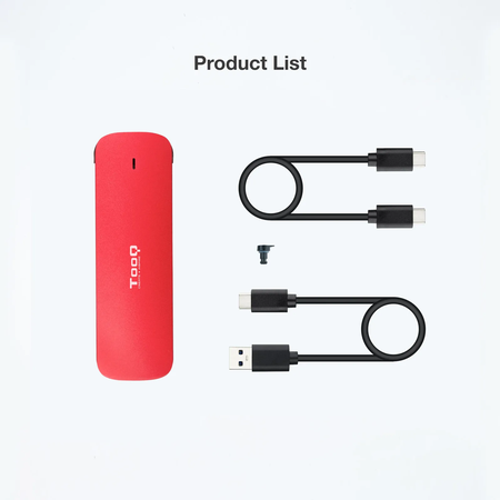 Boitier externe USB-C 3.2 Tooq TQE-2201 - NVMe M.2 Type 2280 (Rouge)