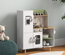 Cuisine pour enfant jeu d'imitation nombreux accessoires rangements blanc bois vert