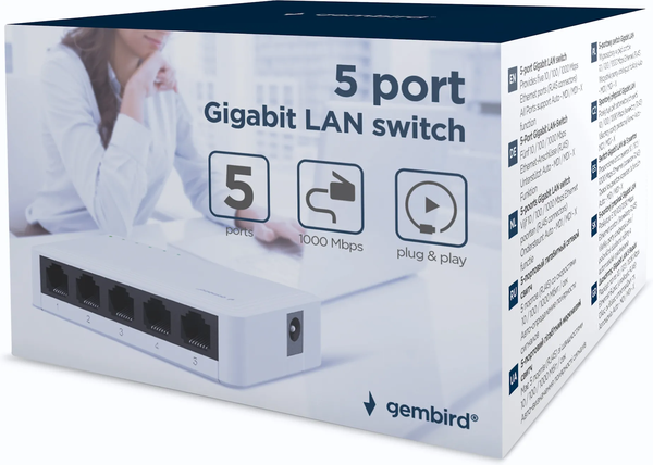 Switch réseau Ethernet Gigabit Gembird - 5 ports (Blanc)