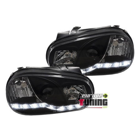 PHARES FEUX AVANTS LED DEVIL EYES NOIRS VOLKSWAGEN VW GOLF 4 (x13558)
