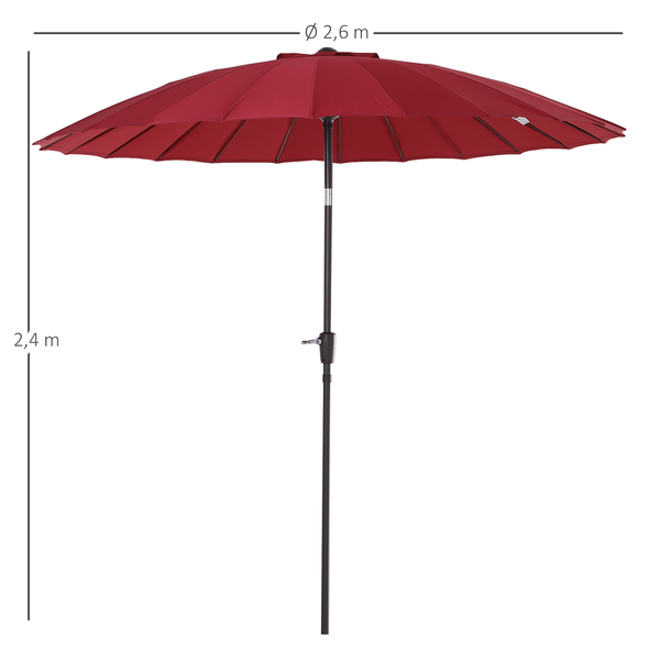 Parasol inclinable rond diamètre 2,6 m rouge