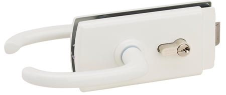 Serrure de milieu cylindre béquille à déport LAGUNE 15 blanc RAL9010 4360 - STREMLER - 4360.51.0