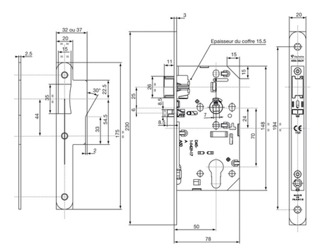 Coffre D456 urgence axe 50mm têtière 20mm bout rond noir - VACHETTE - 14494000