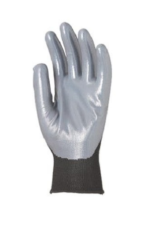 Gant tricoté polyester EUROTECHNIQUE enduit nitrile noir/gris T8 - COVERGUARD - 1NIBB08
