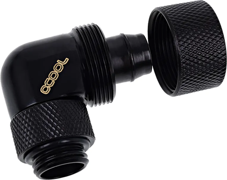 Raccord rotatif coudé à compression pour Tube Ø16mm - G1/4 Alphacool Eiszapfen (Noir)