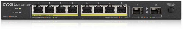 Switch réseau ethernet Gigabit Zyxel GS1100-HP v2 - 10 ports dont 8x PoE