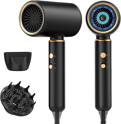 JANOLTY Sèche-Cheveux Ionique Professionnel 2400 W – Moteur AC Turbo Ultra-Silencieux, 4 Modes, Diffuseur & Buse Concentratrice, Chauffage Rapide, Cycle Chaud/Froid