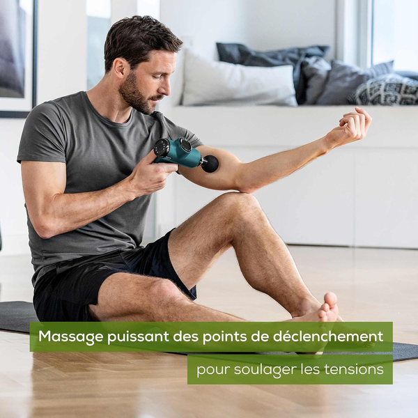 Beurer MG 99 pistolet de massage maniable avec 4 accessoires, massage puissant des points de déclenchement, relâchement des tensions, appareil de massage musculaire compact avec 5 niveaux d'intensité