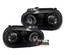 PHARES FEUX AVANTS NOIRS ANNEAUX ANGEL EYES LED PACK R32 VOLKSWAGEN VW GOLF 4 (00677)