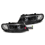 2 PHARES FEUX NOIRS ANGEL EYES LED EN U CCFL BMW SERIE 3 E46 5 PORTES 2001-2005 (00563)