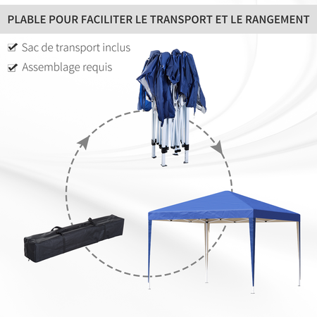 Tonnelle barnum pliant automatique pop-up 3 x 3 x 2,55 cm