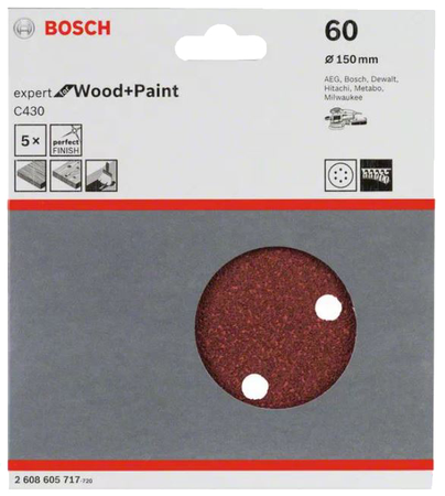 Disque abrasif D 150mm C430 Expert for Wood and Paint - BOSCH - 2608605717