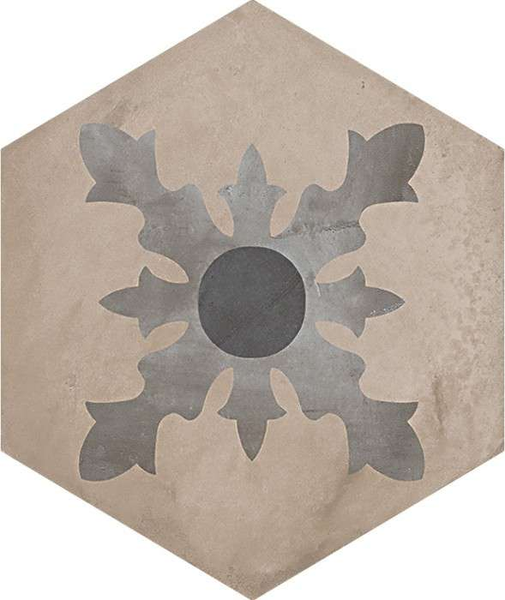 TERRA CARDINALE HEXAGONAL - 25x21,6 cm -GRIS -  Carrelage aspect ciment vieilli