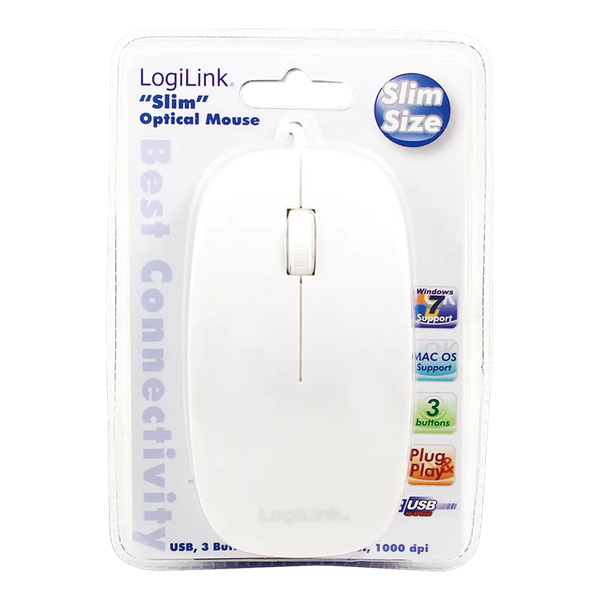 Souris filaire LogiLink ID0062 Slim (Blanc)