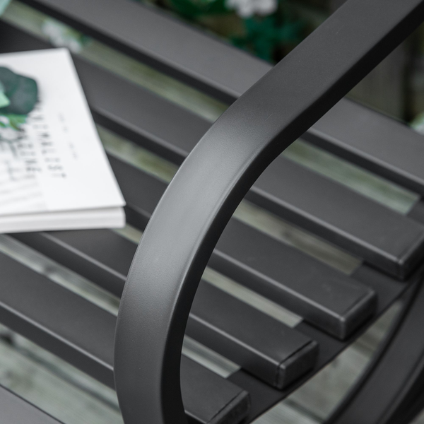 Banc de jardin 2 places néo-rétro acier fonte noir