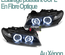 PHARES FEUX AVANTS NOIRS ANGEL EYES CCFL AU XENON BMW SERIE 3 E46 COUPE & CABRIOLET 03-07 (05312)
