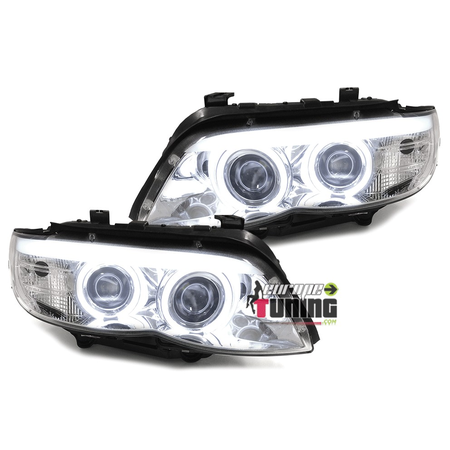 PHARES CHROME ANNEAUX ANGEL EYES FEUX CCFL BMW X5 E53 FACELIFT 2003-2007 (03373)