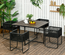 Ensemble salon de jardin encastrable 4 personnes 5 pièces noir gris