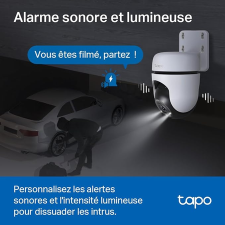 Tapo C51A Caméra de Surveillance WiFi Extérieure 2K 360° – Vision Nocturne Couleur, Détection de Personne, Suivi de Mouvement, Alarme Personnalisable, Étanche IP65