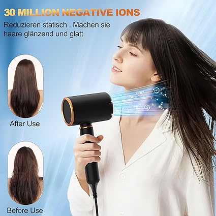 JANOLTY Sèche-Cheveux Ionique Professionnel 2400 W – Moteur AC Turbo Ultra-Silencieux, 4 Modes, Diffuseur & Buse Concentratrice, Chauffage Rapide, Cycle Chaud/Froid