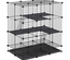 Cage parc enclos rongeurs modulable 3 niv. 4 portes fil métallique noir