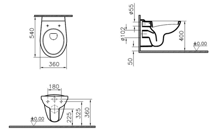Cuvette WC suspendu avec bride NORMUS 540mm - VITRA - 6855L003-1026