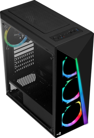 Boitier Moyen Tour ATX AeroCool Shard Tempered Glass ARGB avec panneau vitré (Noir)