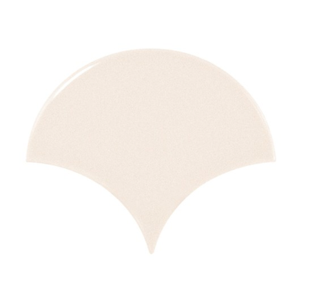 SCALE FAN CREAM - Faience écaille de poisson 10,6x12 cm crème beige brillant