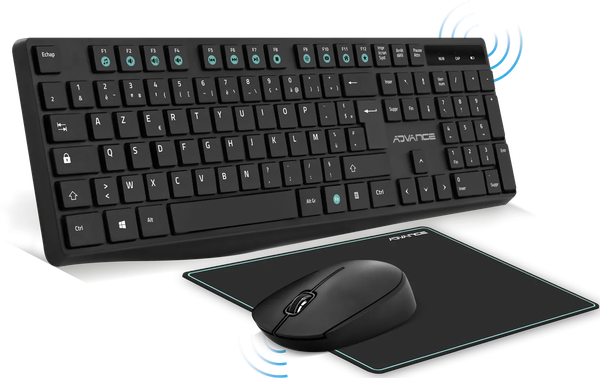 Pack 3en1 (Clavier/Souris/Tapis) sans fil Advance Elite (Noir)