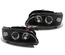 PHARES AVANTS NOIRS DOUBLE ANNEAUX ANGEL EYES LED PEUGEOT 106 PH2 (14610)
