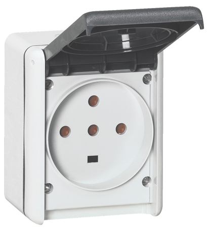 Prise étanche 3P+T+N PLEXO complet gris IP44 32A - LEGRAND - 055877